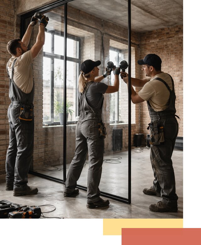 Стеклянные перегородки лофт — изготовление и монтаж в Полысаево