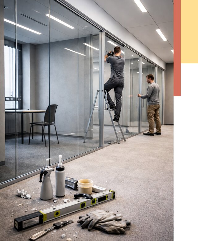 Стеклянные офисные перегородки в Полысаево от 8741 руб. — монтаж и установка | ОТДЕЛОЧНИК-Плс