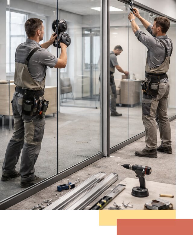 Стеклянные офисные перегородки под ключ в Полысаево