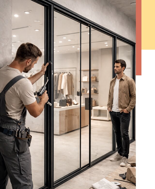 Стеклянные перегородки для магазинов в Полысаево от 8432 руб. под ключ | ОТДЕЛОЧНИК-Плс