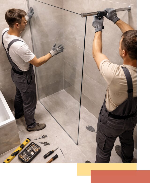 Стеклянные перегородки для душа в Полысаево — изготовление и монтаж