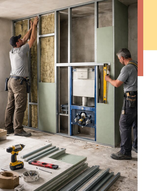 Установка сантехнических перегородок в Полысаево от 8741 руб. | ОТДЕЛОЧНИК-Плс