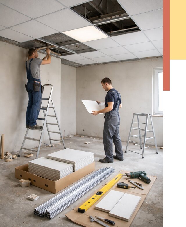 Монтаж потолка армстронг в Полысаево от 4627 руб/м2 — быстрая установка под ключ | ОТДЕЛОЧНИК-Плс