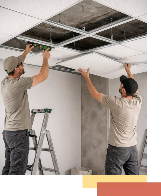 Монтаж потолка Армстронг под ключ в Полысаево