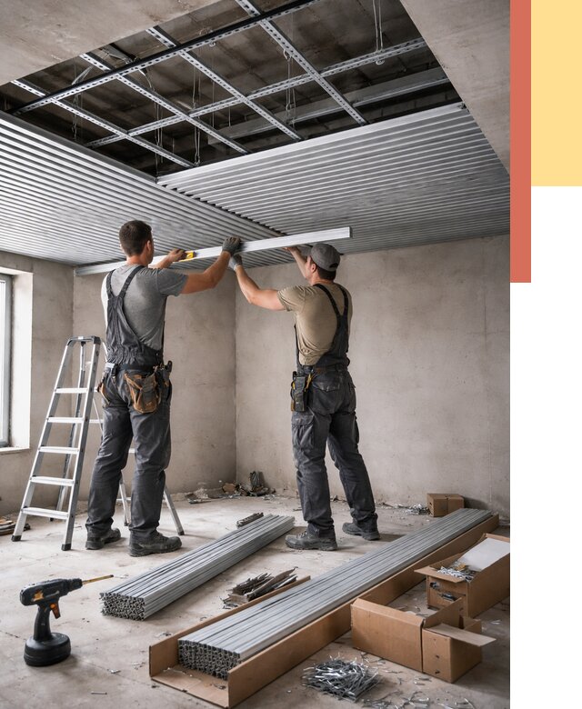 Монтаж реечного потолка в Полысаево от 4627 руб. под ключ | ОТДЕЛОЧНИК-Плс