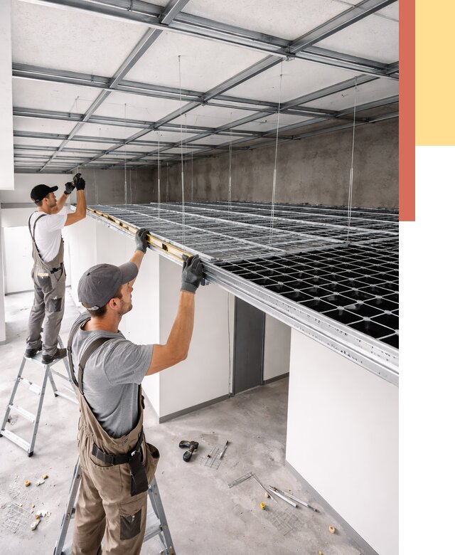 Монтаж потолка грильято в Полысаево от 463 руб./м² — быстрая сборка под ключ | ОТДЕЛОЧНИК-Плс