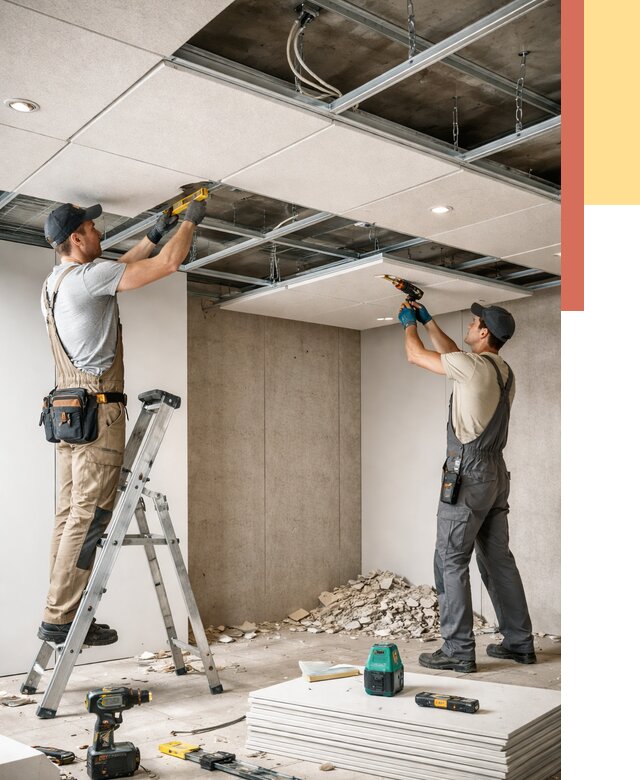 Монтаж акустического потолка в Полысаево от 6684 руб/м2 — быстро и недорого | ОТДЕЛОЧНИК-Плс