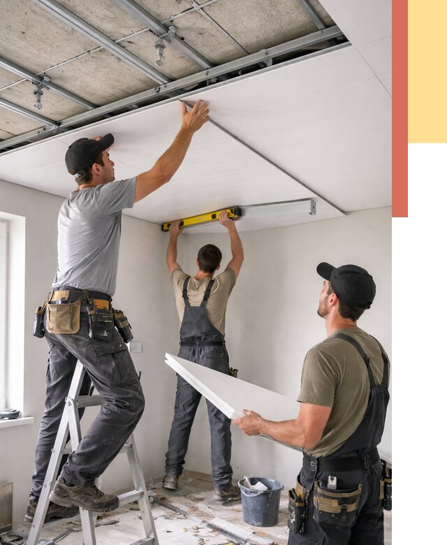 Монтаж потолка из ПВХ панелей в Полысаево от 3599 руб./м2 — быстро и недорого | ОТДЕЛОЧНИК-Плс