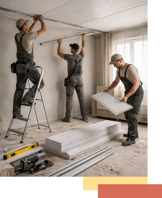 Монтаж потолка из ПВХ панелей в Полысаево оперативно и качественно