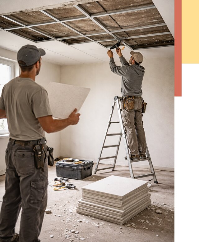 Замена плит подвесного потолка в Полысаево от 1800 руб. быстро и недорого | ОТДЕЛОЧНИК-Плс