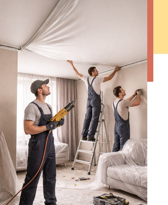 Установка натяжного потолка в Полысаево от 4627 руб. | Быстро и недорого — ОТДЕЛОЧНИК-Плс