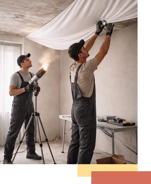 Установка натяжного потолка под ключ в Полысаево