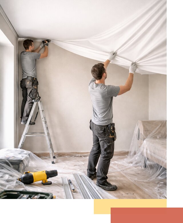 Монтаж тканевого натяжного потолка в Полысаево недорого и быстро