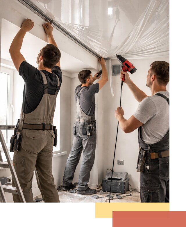 Монтаж глянцевого натяжного потолка в Полысаево быстро и качественно