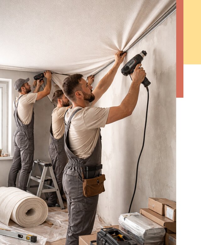 Монтаж фактурного натяжного потолка в Полысаево от 771 руб. — ОТДЕЛОЧНИК-Плс