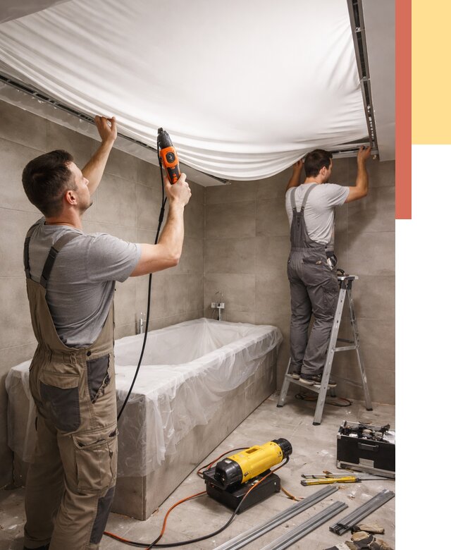 Монтаж натяжного потолка в ванной в Полысаево от 1234 руб. под ключ | ОТДЕЛОЧНИК-Плс