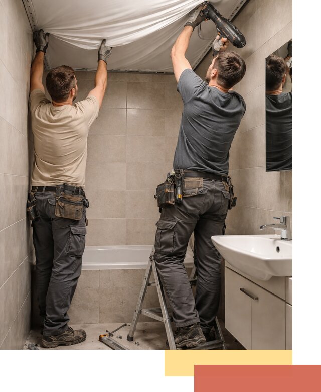 Монтаж натяжного потолка в ванной в Полысаево быстро и качественно