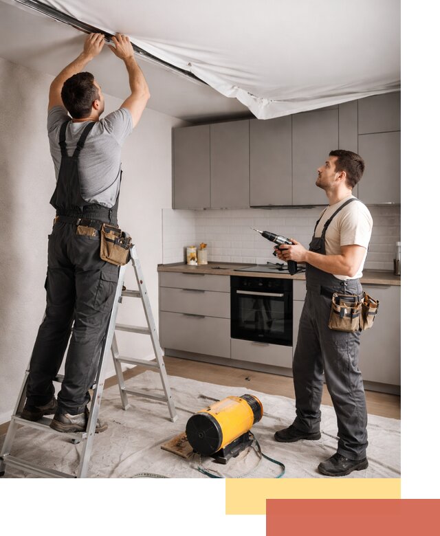 Монтаж натяжного потолка на кухне в Полысаево