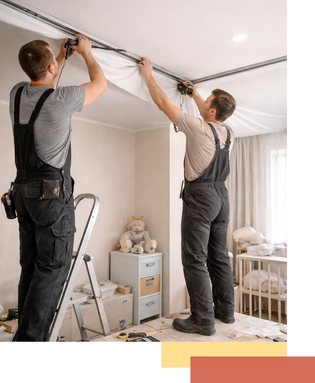 Монтаж натяжного потолка в детской комнате в Полысаево