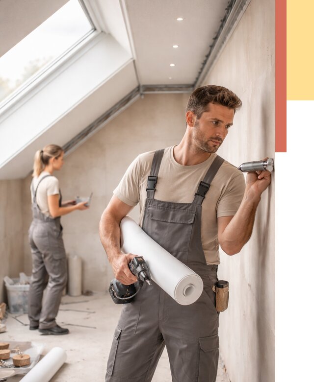 Монтаж натяжного потолка на мансарде в Полысаево от 3599 руб. | ОТДЕЛОЧНИК-Плс