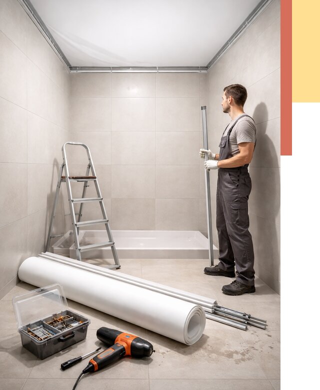 Монтаж натяжного потолка в санузле в Полысаево от 1902 руб. — ОТДЕЛОЧНИК-Плс