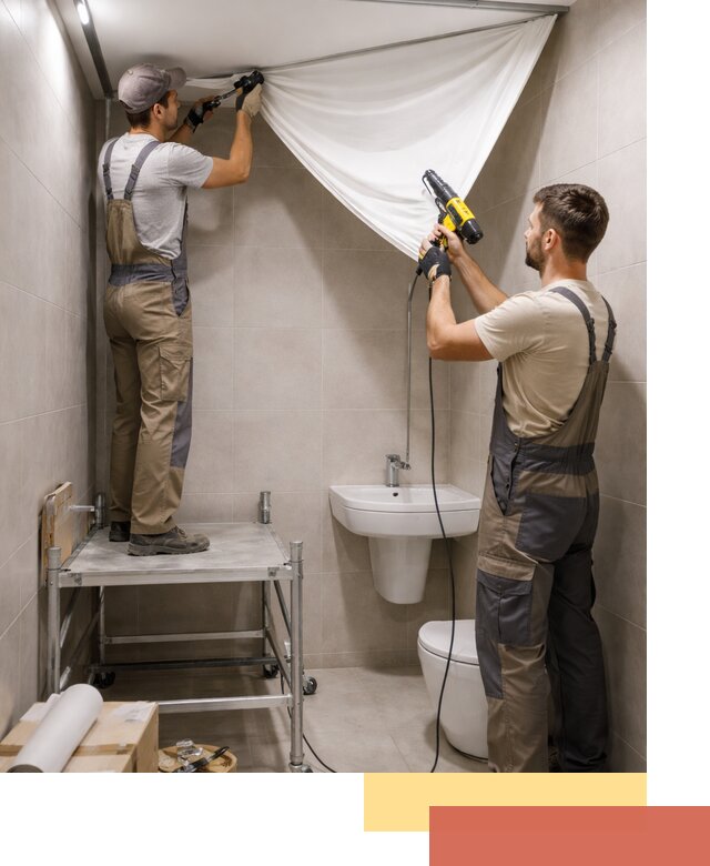 Монтаж натяжного потолка в санузле в Полысаево