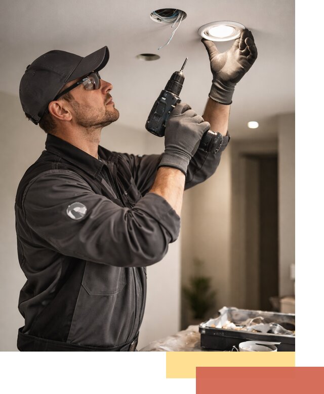 Установка точечных светильников в натяжной потолок в Полысаево