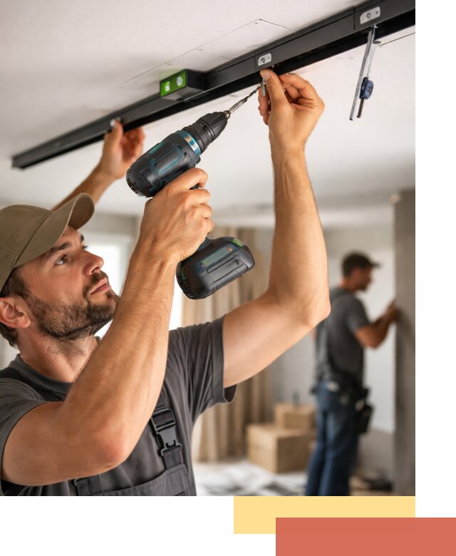 Установка трековых светильников в натяжной потолок в Полысаево