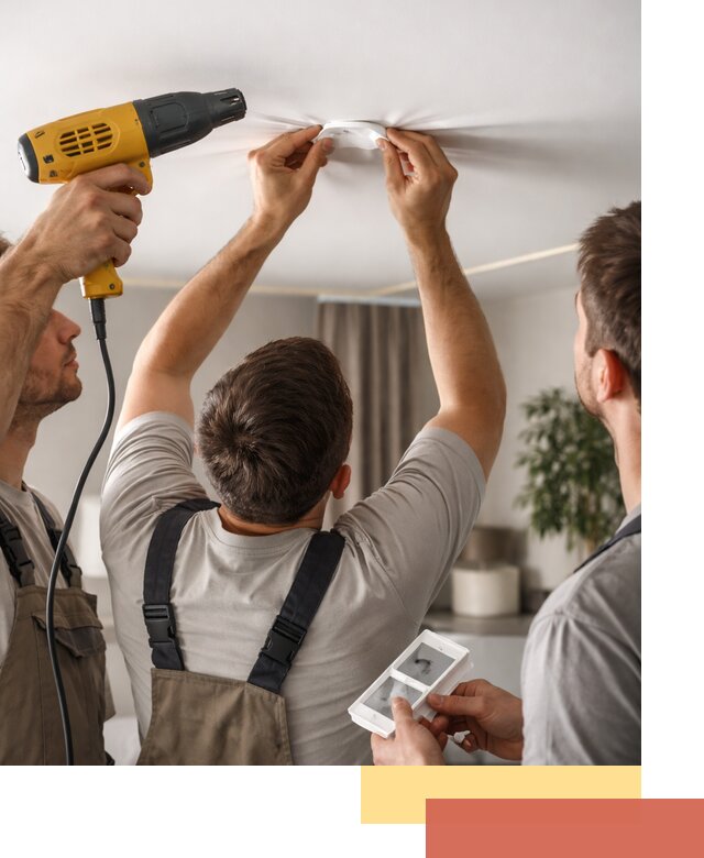 Ремонт прокола полотна натяжного потолка в Полысаево