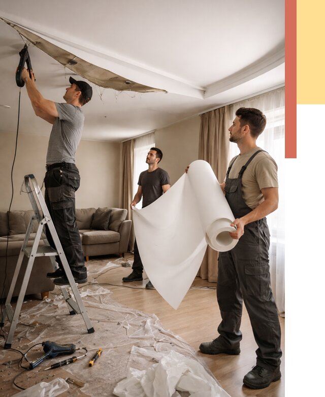 Замена полотна натяжного потолка в Полысаево от 9769 руб. быстро и недорого | ОТДЕЛОЧНИК-Плс