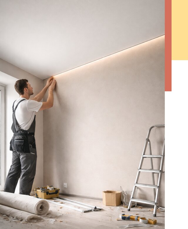 Теневые натяжные потолки в Полысаево от 8432 руб. под ключ | ОТДЕЛОЧНИК-Плс