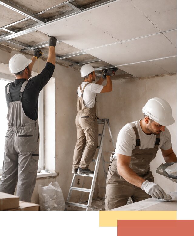 Одноуровневый потолок из гипсокартона в Полысаево — монтаж и отделка