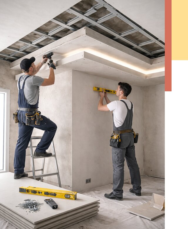 Двухуровневый потолок из гипсокартона в Полысаево от 1491 руб. под ключ | ОТДЕЛОЧНИК-Плс