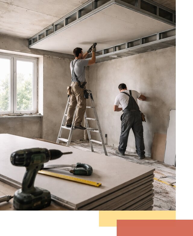 Двухуровневый потолок из гипсокартона в Полысаево