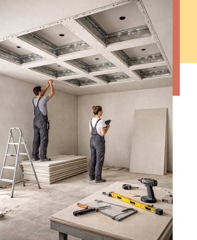 Кессонный потолок из гипсокартона в Полысаево от 1902 руб. — монтаж и под ключ | ОТДЕЛОЧНИК-Плс