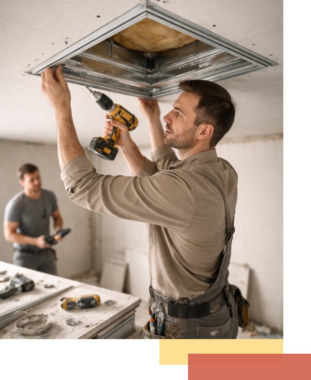 Монтаж люка в потолок из ГКЛ в Полысаево