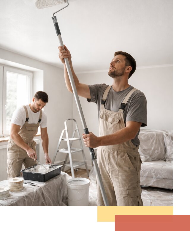 Покраска потолка водоэмульсионной краской в Полысаево