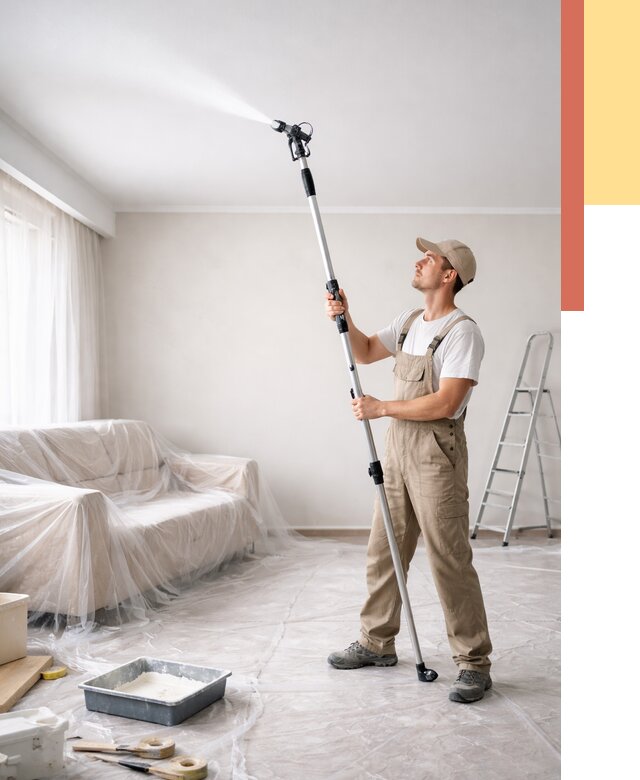 Покраска потолка краскопультом в Полысаево от 4627 руб. быстро и недорого | ОТДЕЛОЧНИК-Плс