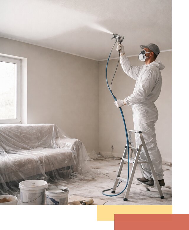 Покраска потолка краскопультом в Полысаево быстро и качественно